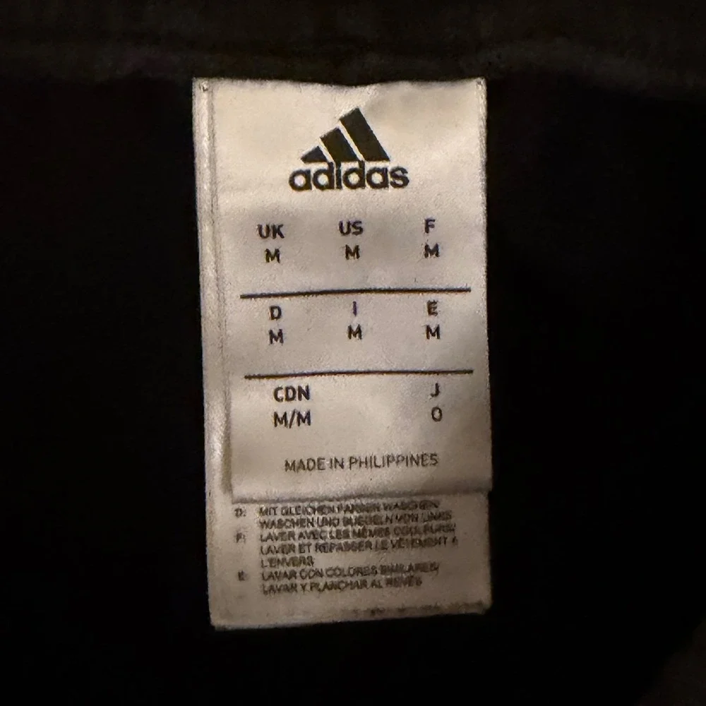 Adidas Black Cuffed Sweatpants With White Side Stripes Men's Size Medium